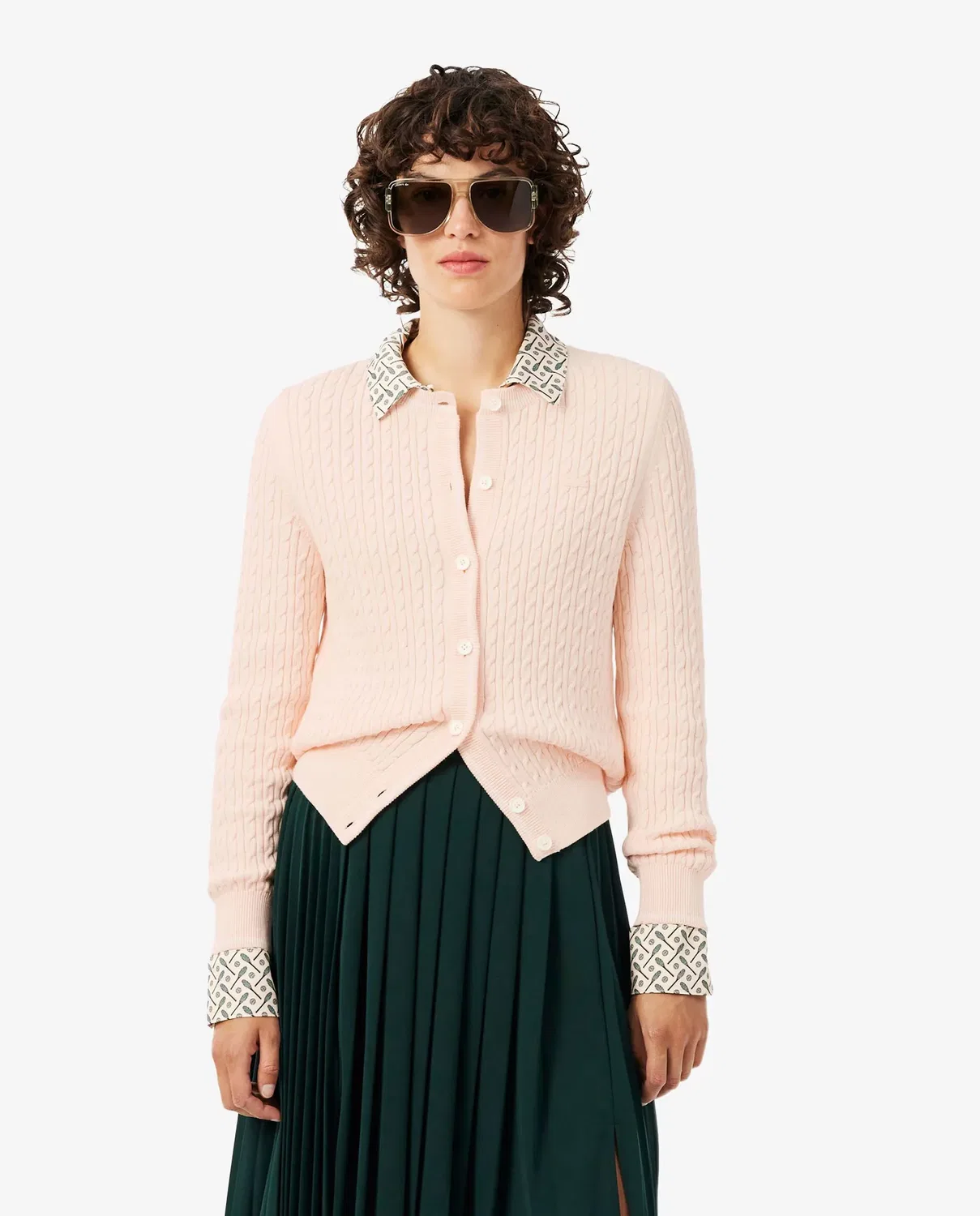 Женский кардиган Lacoste с узором «коса», Rosa