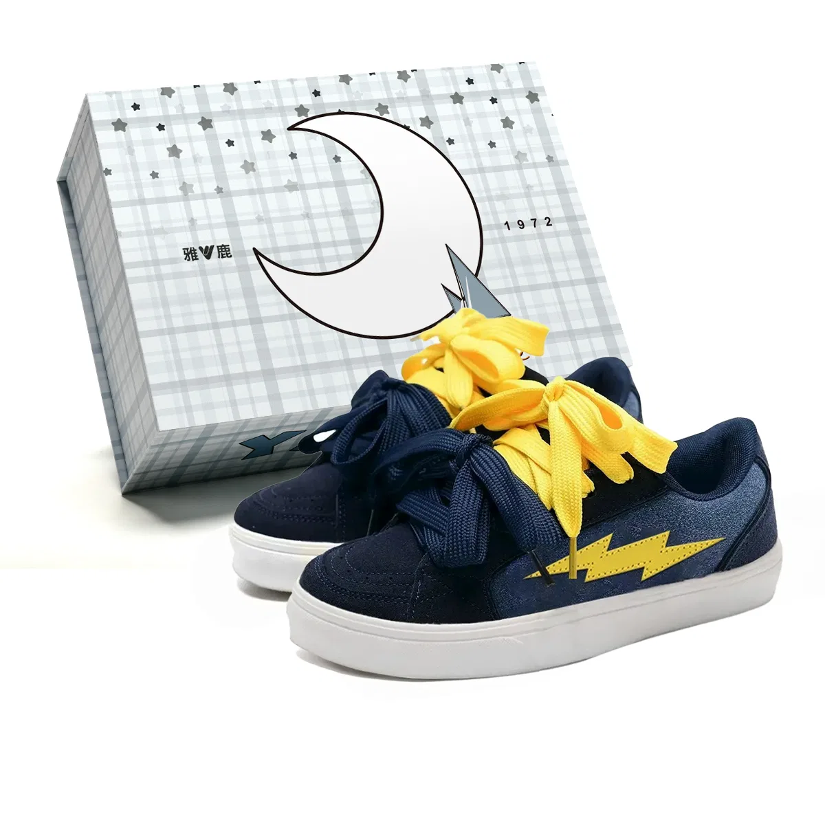 Детские кожаные кроссовки для скейтбординга с принтом Navy Blue Yellow, YALU