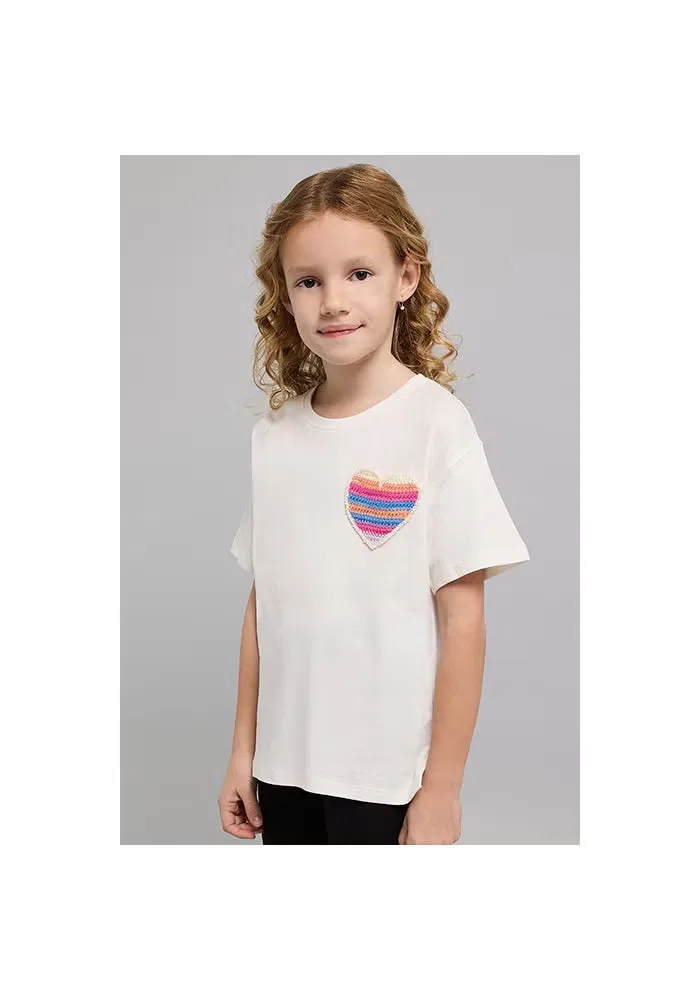 Футболка с коротким рукавом и круглым выворотом R&B, кремовая — фото 3
