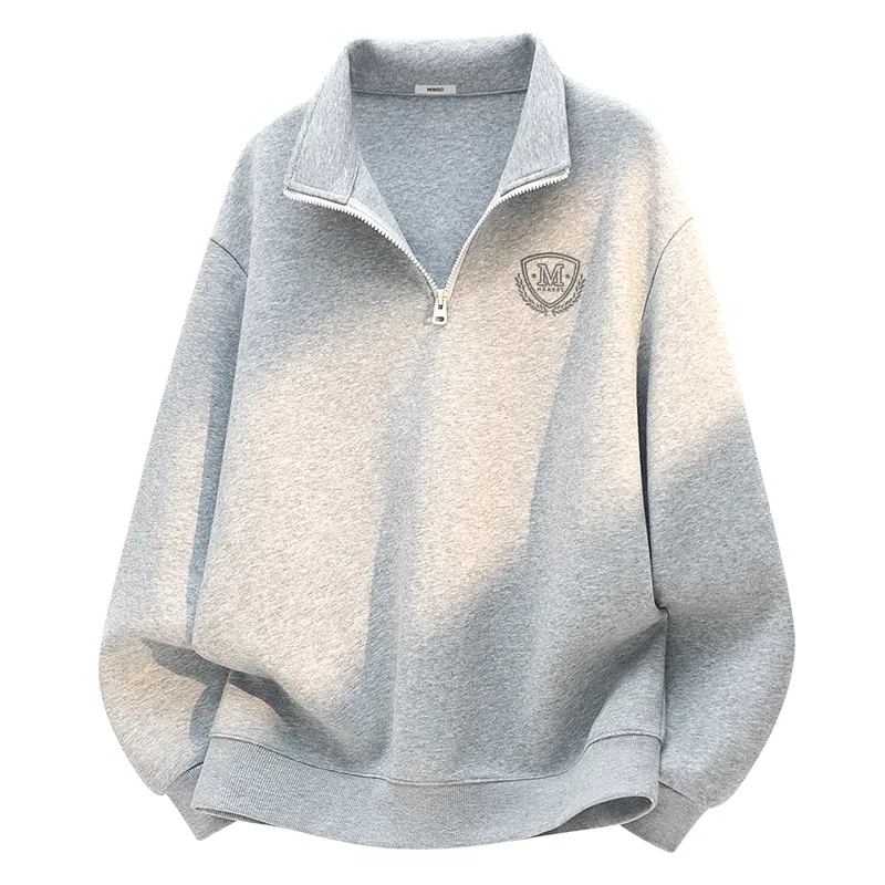 Детский свитшот с принтом Sparking Upward Chest Logo MINISO, Heather Gray