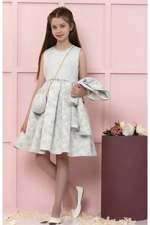 Детское вечернее платье для девочек с жакетом Süslü Pink Kids, Blue