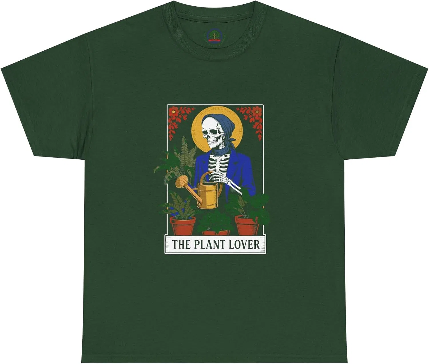 Мужская футболка с принтом Tarot Card Plant Lover Tee, тёмно-зелёный