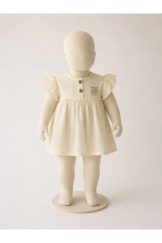 Детское платье для девочек хлопковое Basics Eliza Çocuk Giyim, Beige