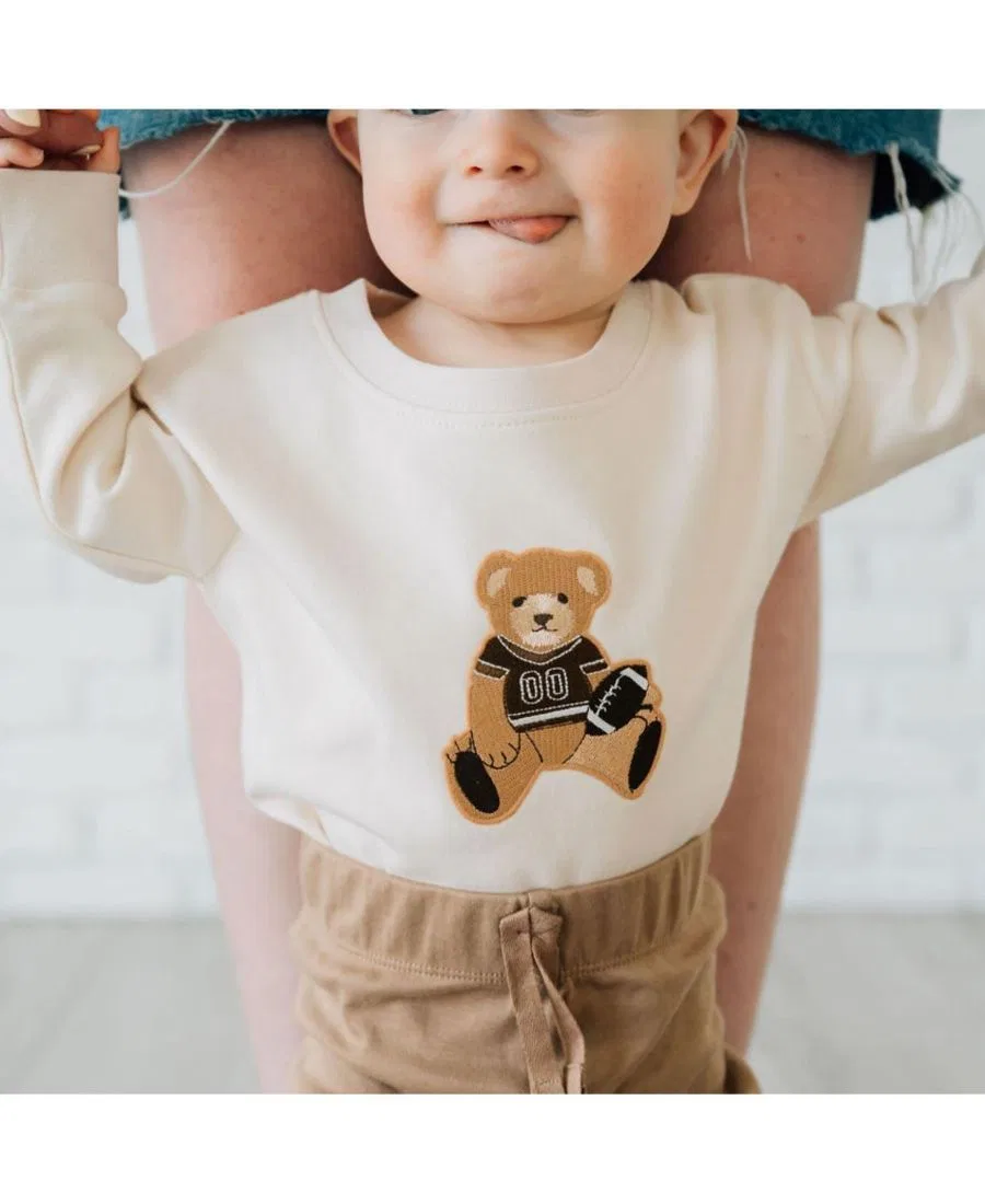 Боди-комбинезон с длинным рукавом с плюшевым мишкой Teddy Bear Patch Sweet Wink, Natural — фото 3