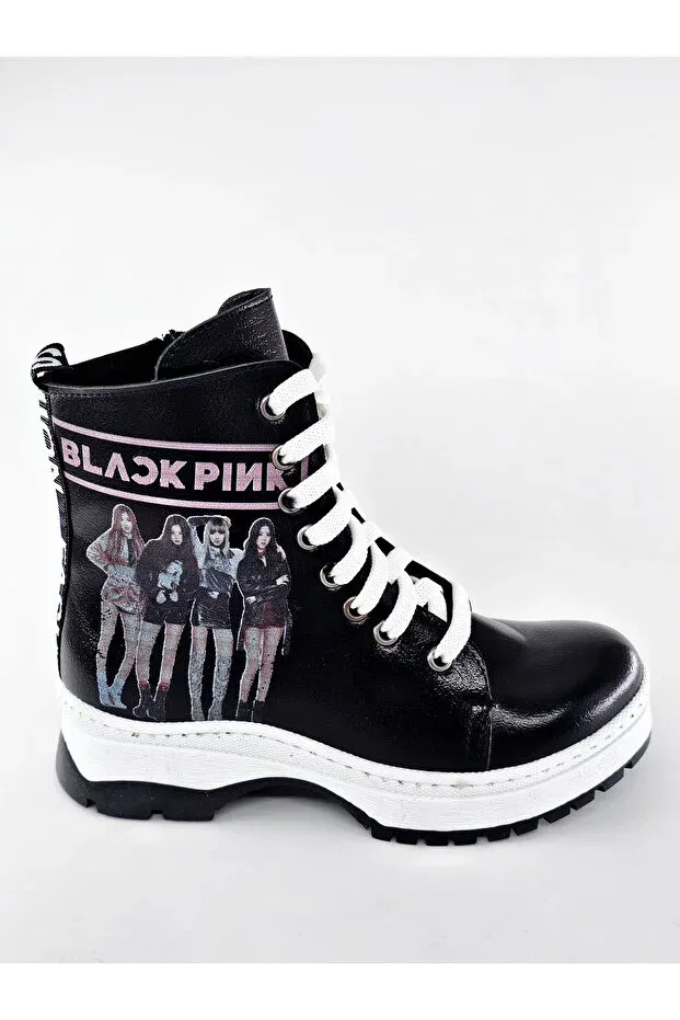 Детские ботинки для девочек с принтом Blackpink Bdkbutik, Black — фото 2