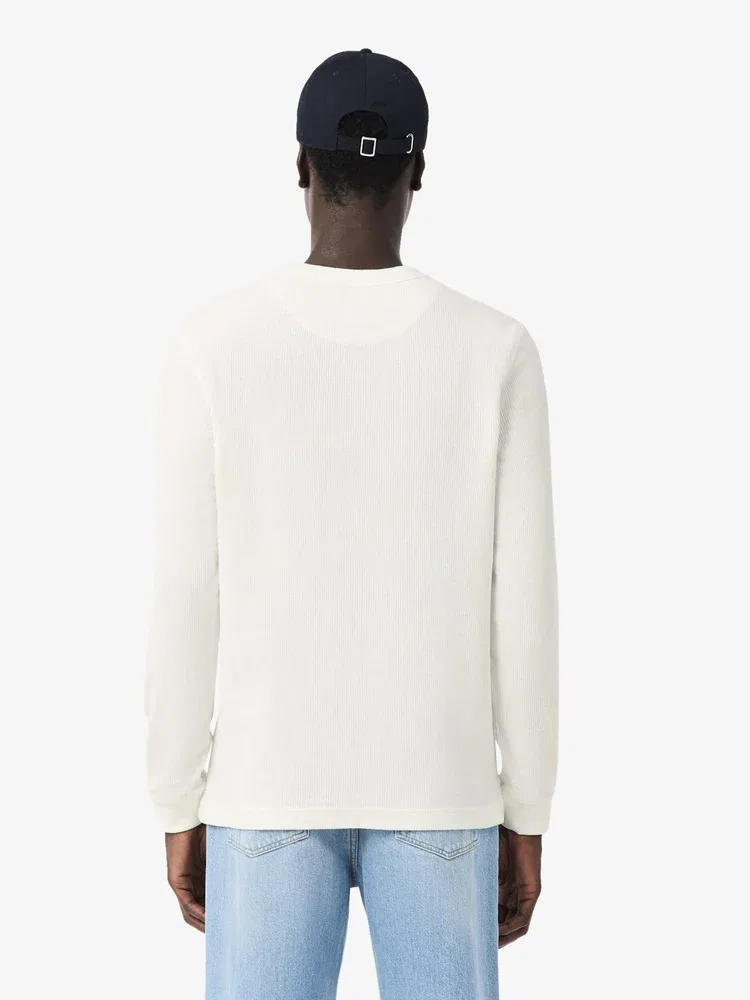 Футболка с длинным рукавом вафельная Henry Neck LACOSTE, White — фото 3