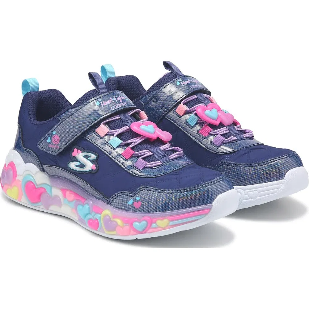 Детские кроссовки с подсветкой в виде сердечек Skechers, Navy Multi