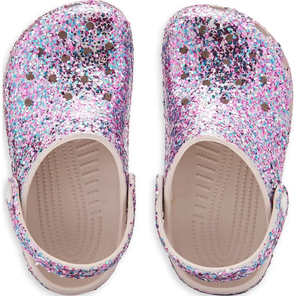 Детские классические сабо с блестками Crocs, Cocoa Cream — фото 4