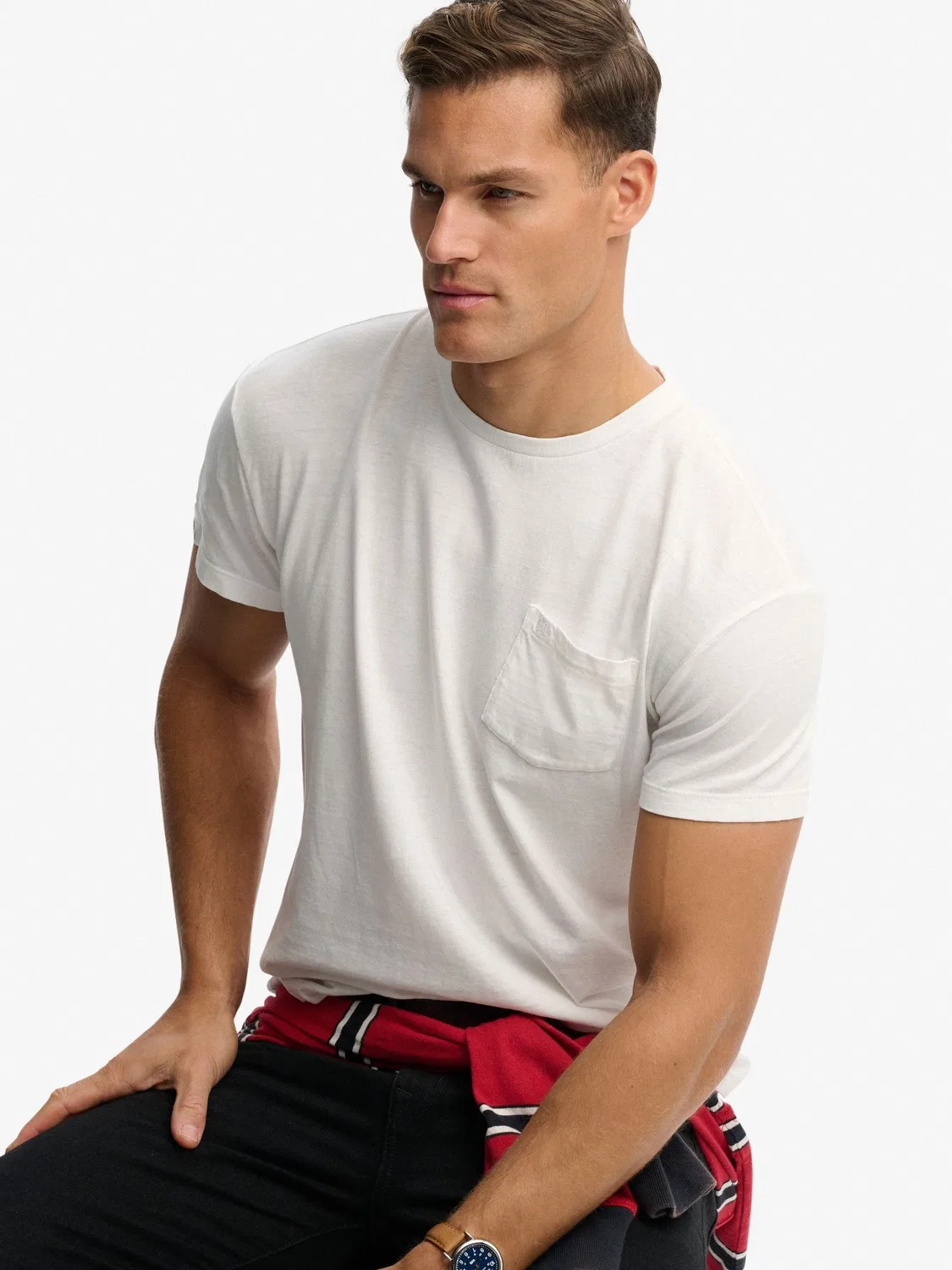 Футболка Classic Cotton Linen Pocket Superdry, Белый — фото 3