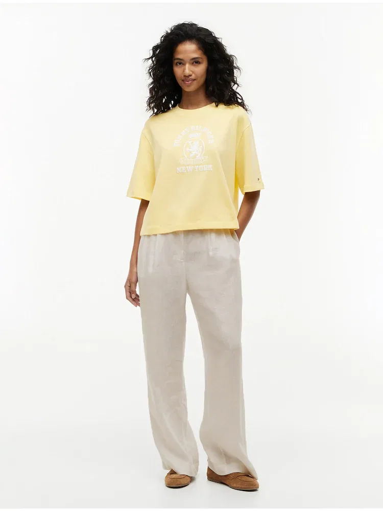 Футболка оверсайз Garment Dye Crest TOMMY HILFIGER, Lemon — фото 2