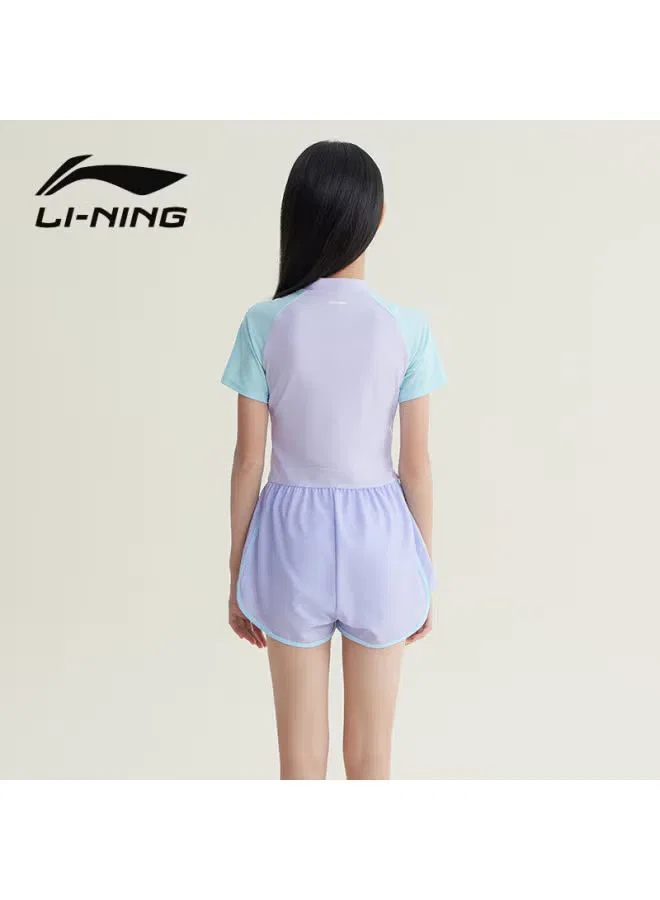 Купальник детский с цветными блоками Li-Ning, фиолетово-синий — фото 2