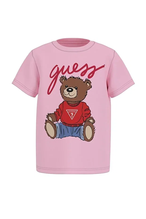 Детская футболка для девочек с принтом Guess, Pink