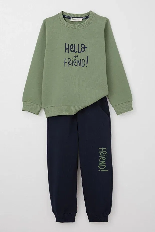 Детский комплект спортивного костюма для мальчиков с принтом Breeze, Khaki Green