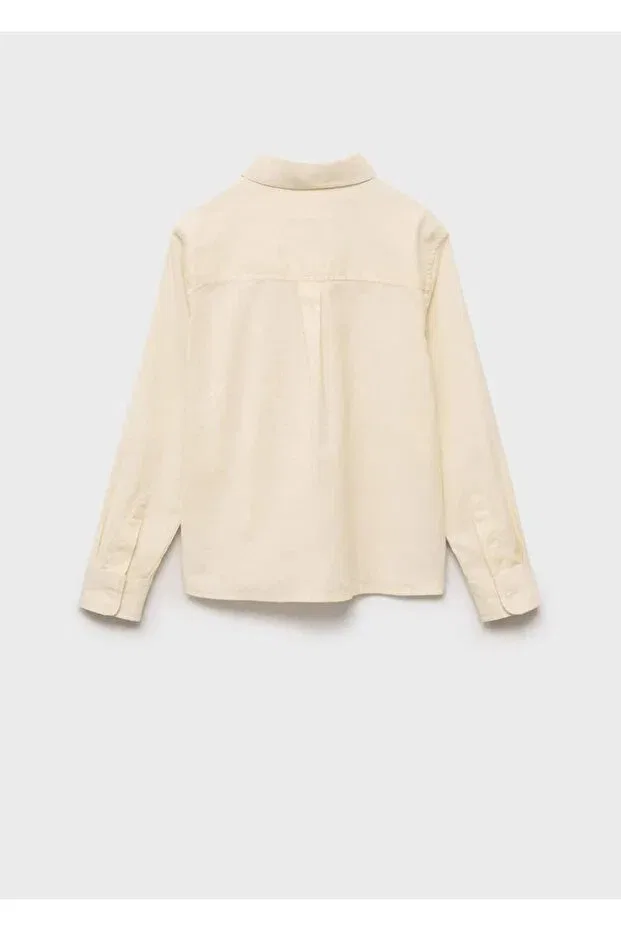 Детская рубашка для мальчиков хлопковая Mango Kids, Pastel Yellow — фото 4