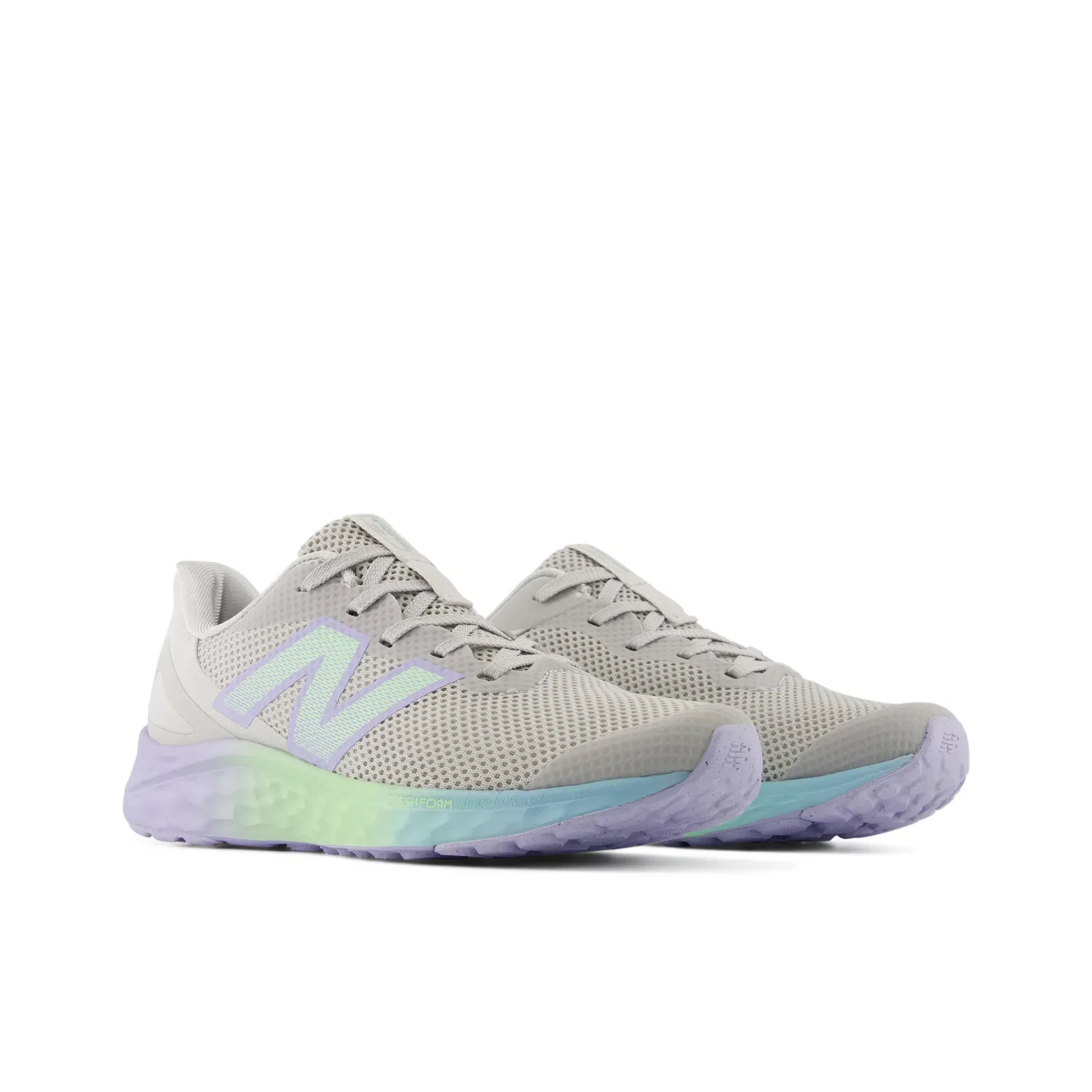 Детские кроссовки для мальчиков и девочек с дышащим верхом Fresh Foam Arishi v4 Lace New Balance, Grey Matter With Daybreak And Cosmic Jade — фото 2