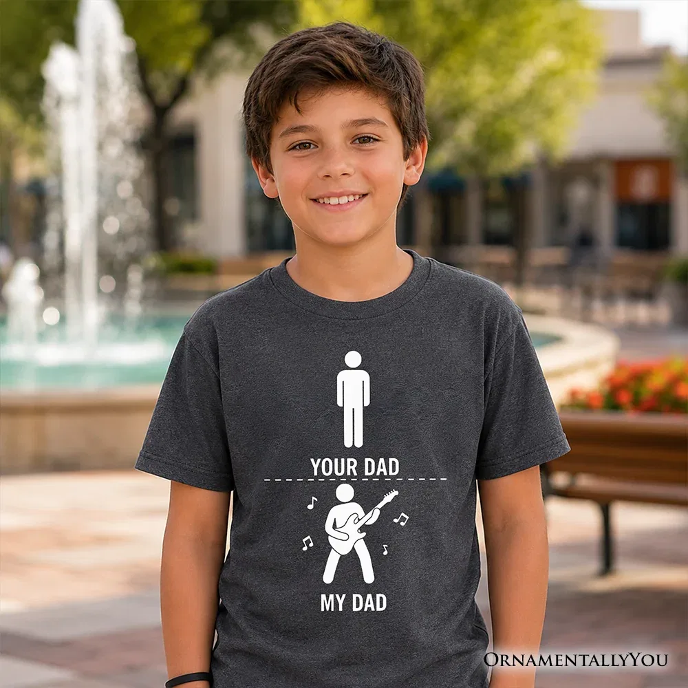 Детская футболка с принтом бас-гитары Your Dad Vs My Cool Dad OrnamentallyYou, Dark Gray — фото 2