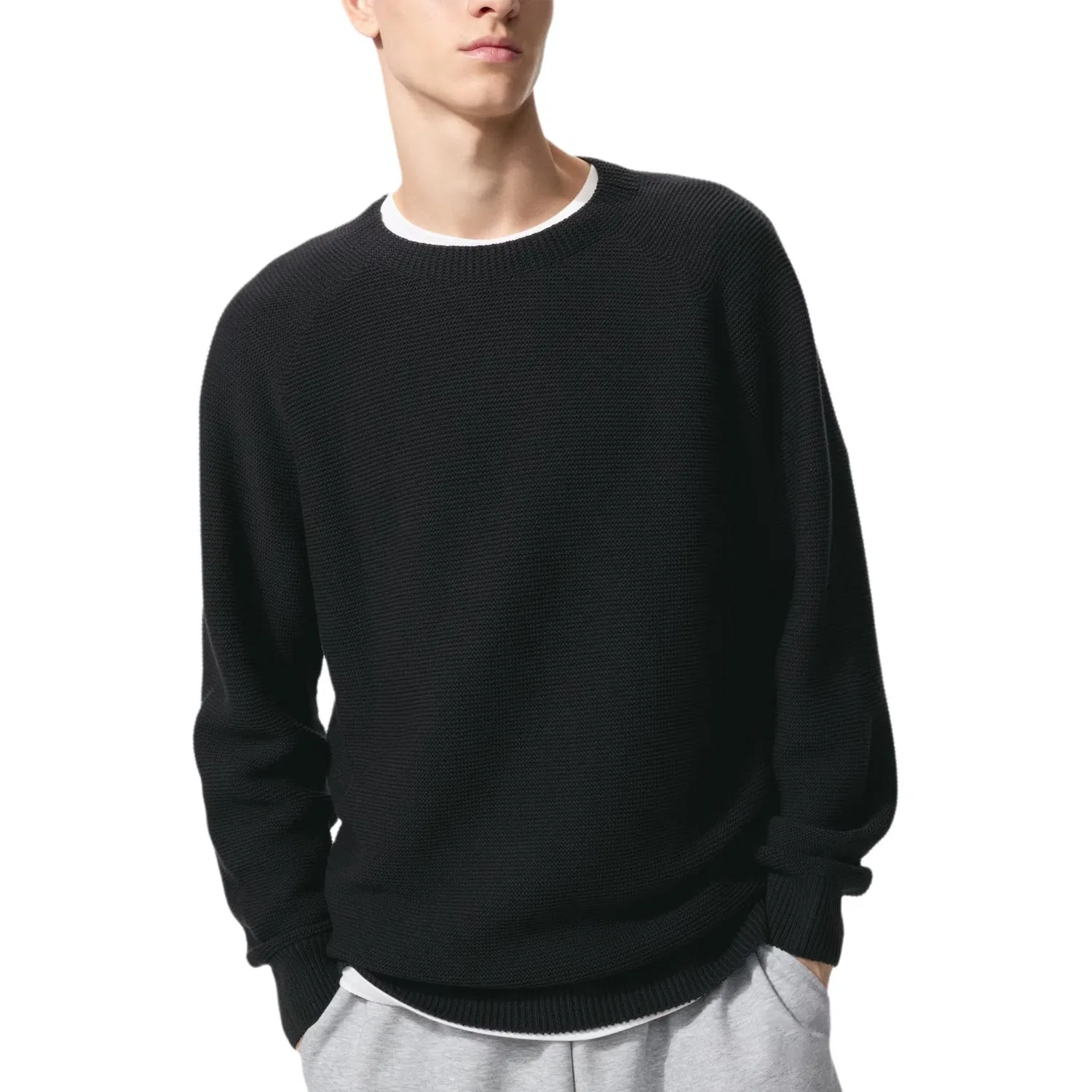 Мужской свитер с круглым вырезом UNIQLO, Черный/09