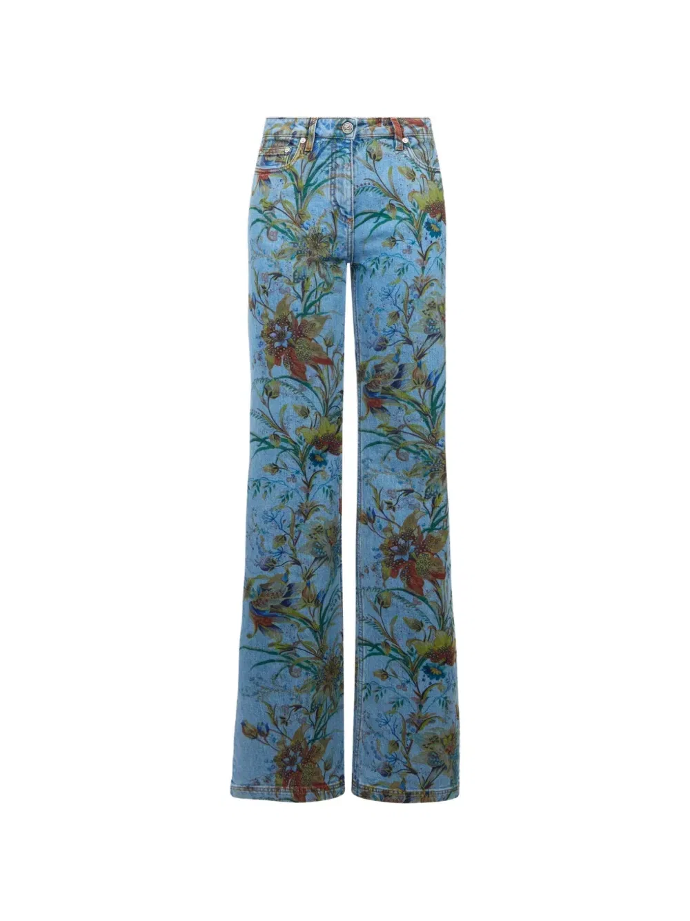 Расклешенные джинсы с цветочным узором Etro, синий
