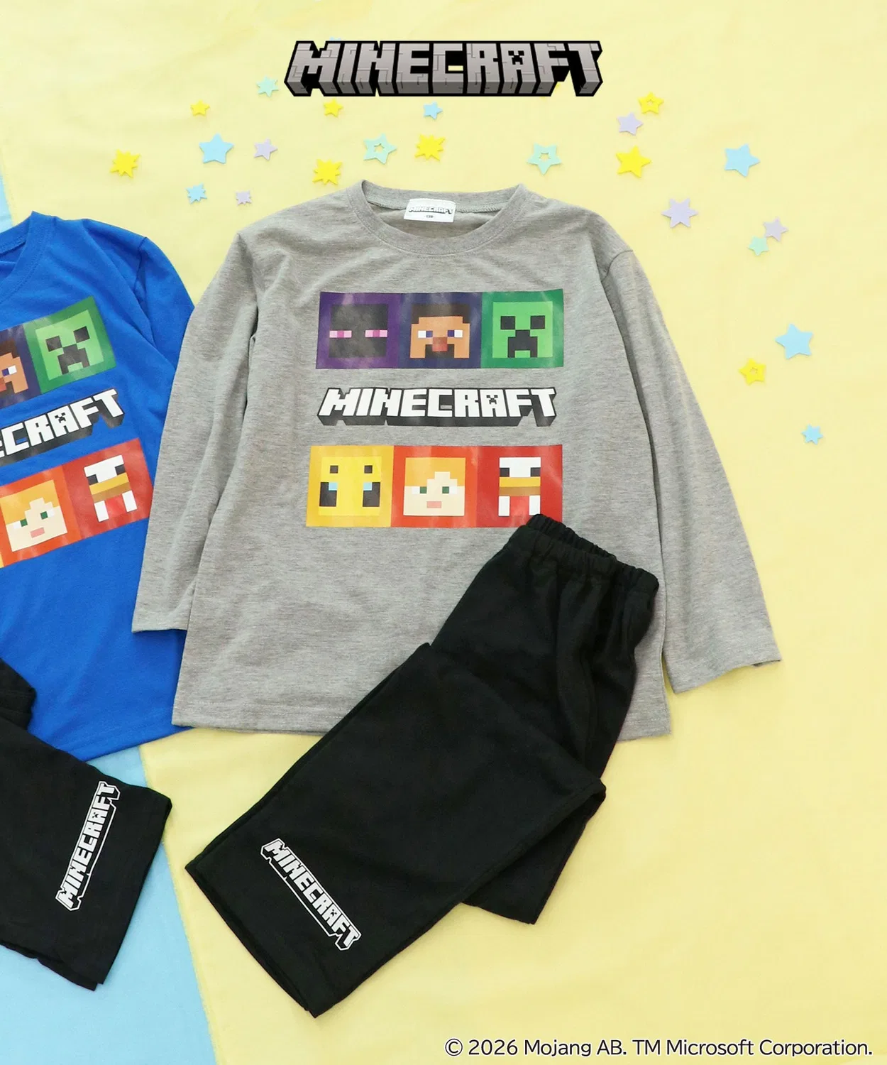 Детский комплект пижамы с длинным рукавомс принтом Minecraft RUGGEDWORKS, Grey