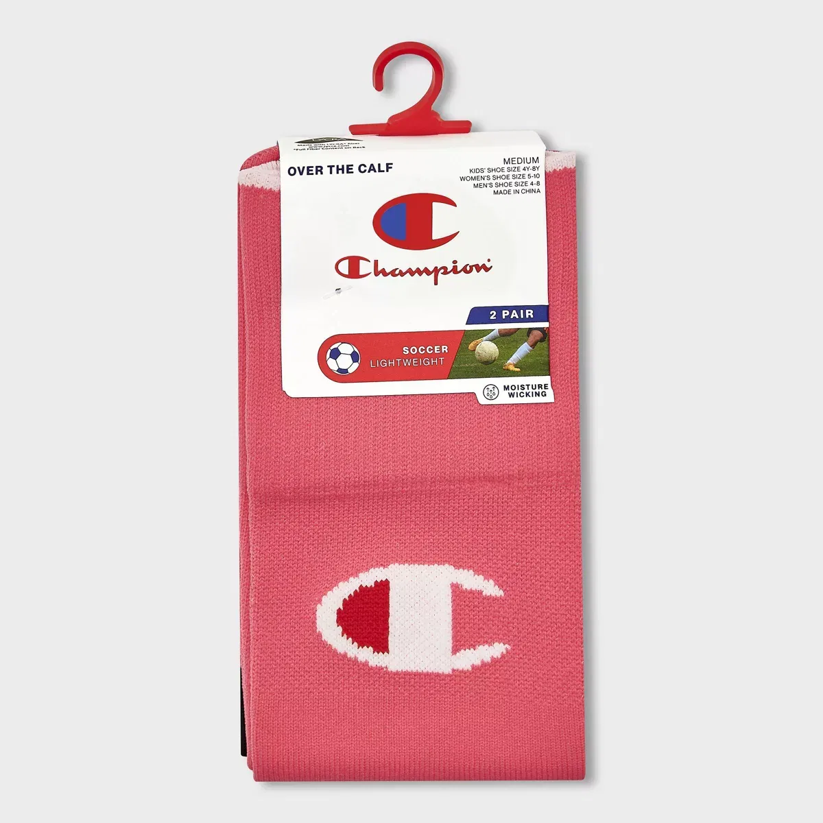 Детские носки для футбола с поддержкой свода стопы комплект 2 пары Champion Performance Soccer Socks 2pk TEAM/SPORT EQUIPMENT, Pink — фото 2