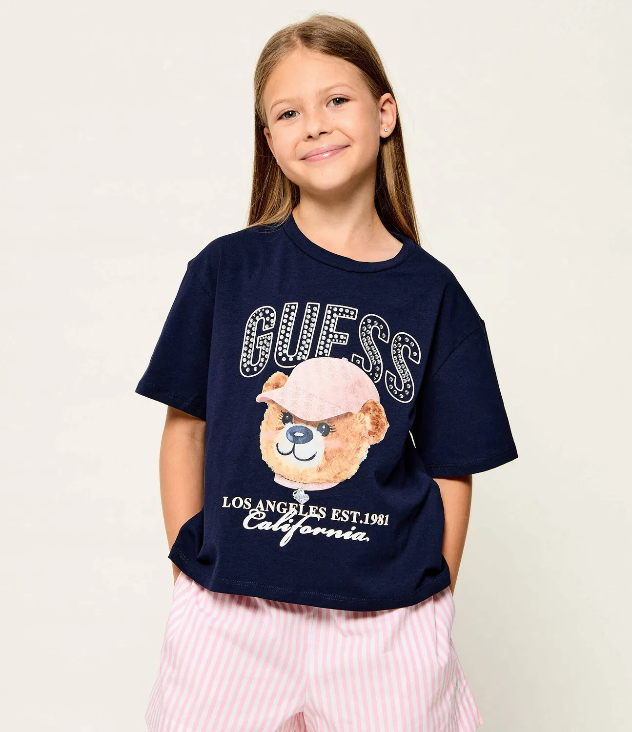 Футболка с круглым вырезом Guess, темно-синий