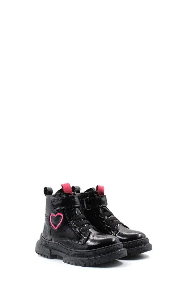 Детские ботинки для девочек с принтом Quality genuine patent leather black pink girls classic boots ah081571924121099 Ayakkabıhane, Black-Pink