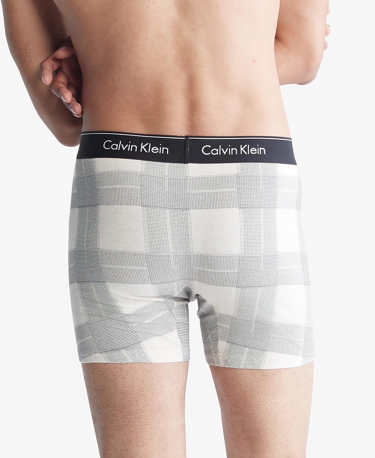 Мужские трусы-боксеры Calvin Klein Modern Cotton Stretch Holiday, Textured Plaid Oatmeal Heather — фото 2