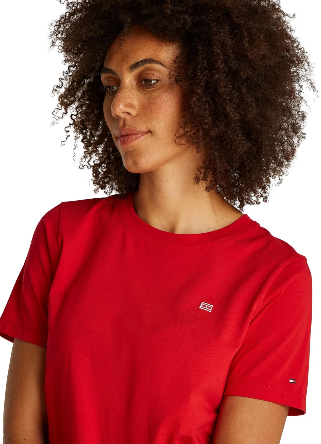 Женская футболка с коротким рукавом Contrast Flag Tee Tommy Hilfiger, Red (Primary Red) — фото 3