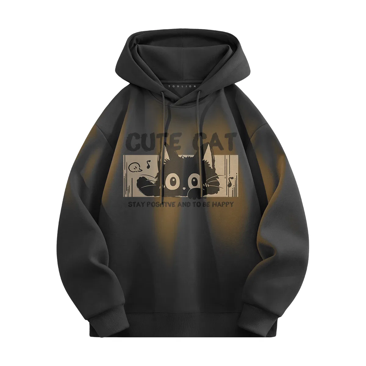 Детский худи с капюшоном Tonlion, Dark Grey (T Sunshine Cat)