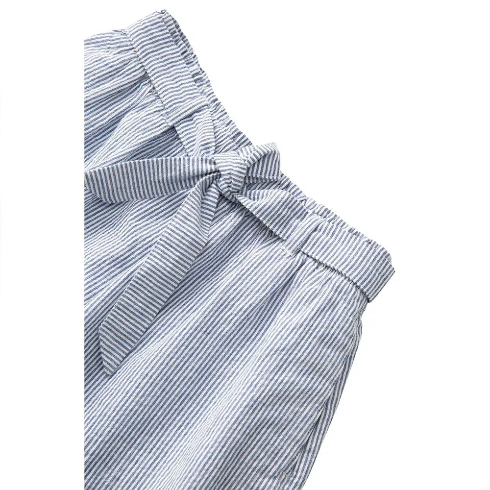 Детские шорты для девочек с поясом Belted Striped Tom tailor, Grey — фото 3