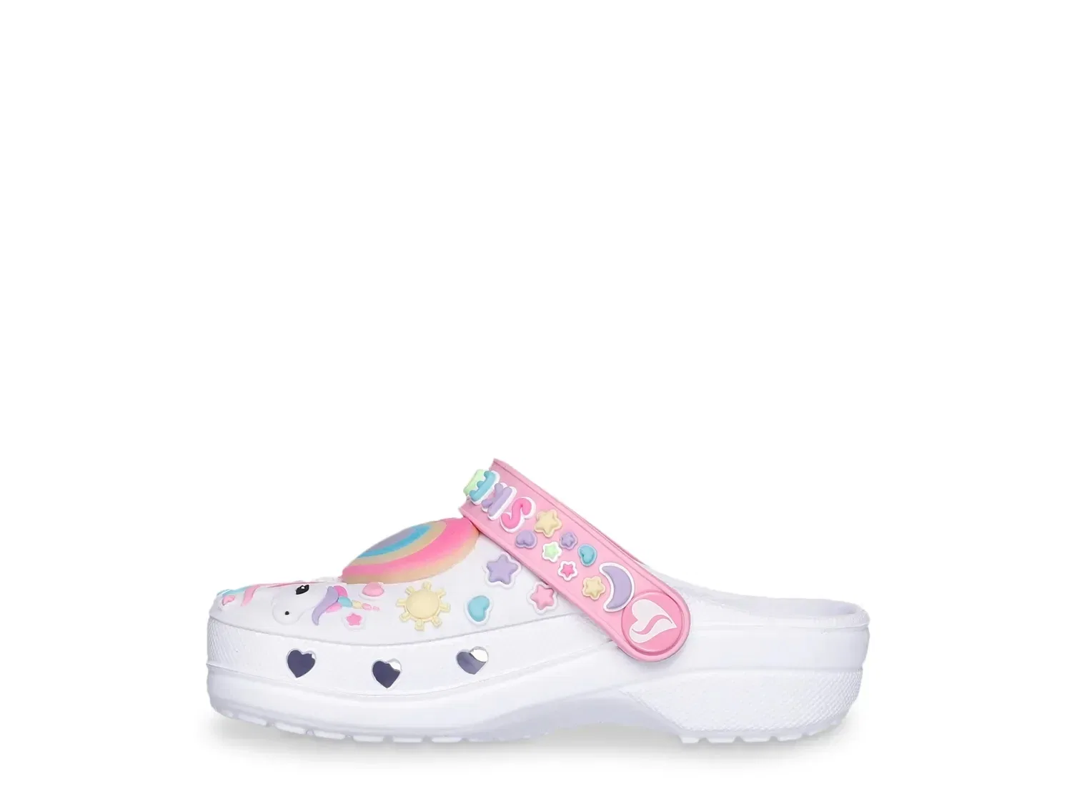 Светящиеся сабо Skechers Foamies Heart Charmer Girly Land с рисунком единорога, белые — фото 2
