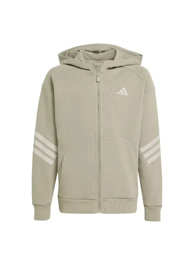 Худи на молнии с капюшоном с полосами 3-Stripes Future Icons Adidas, зеленый — фото 2