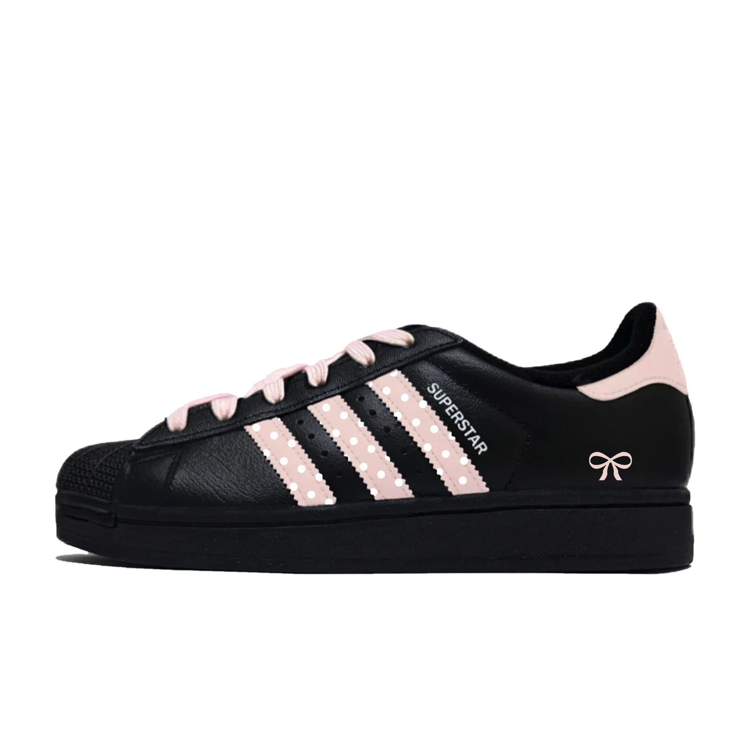 Детские кроссовки для скейтбординга с принтом в горошек и бантом Adidas Originals Superstar 2, Pink