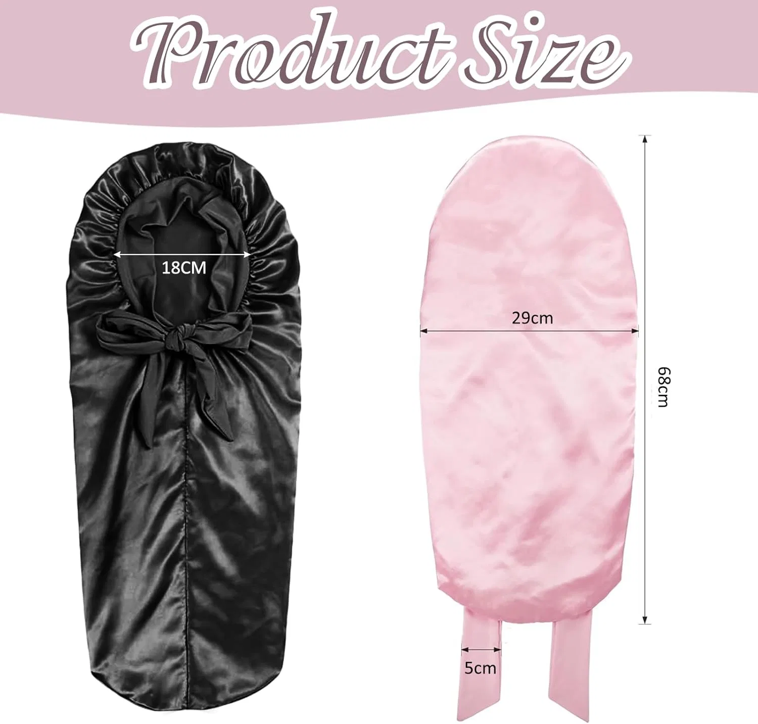 Шапочка для душа длинная, NICECONE, Satin, 68 см, Black — фото 2