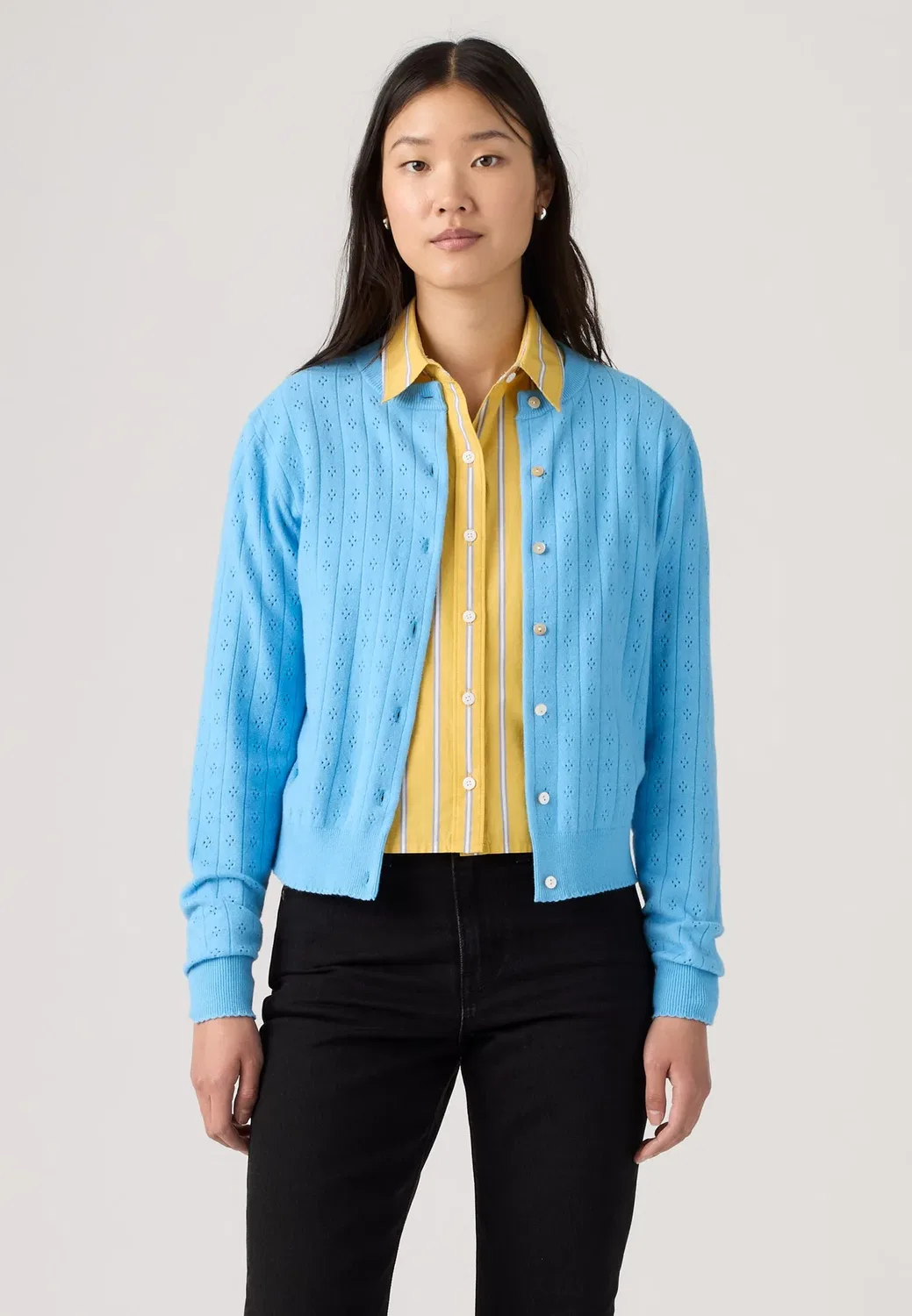 Очень мягкий кардиган с круглым вырезом, ажурной отделкой Levi'S, Alaskan Blue — фото 3