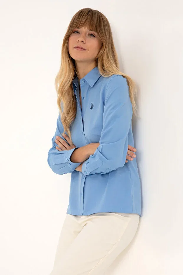 Женская рубашка с длинным рукавом U.S. Polo Assn., Light Blue — фото 3