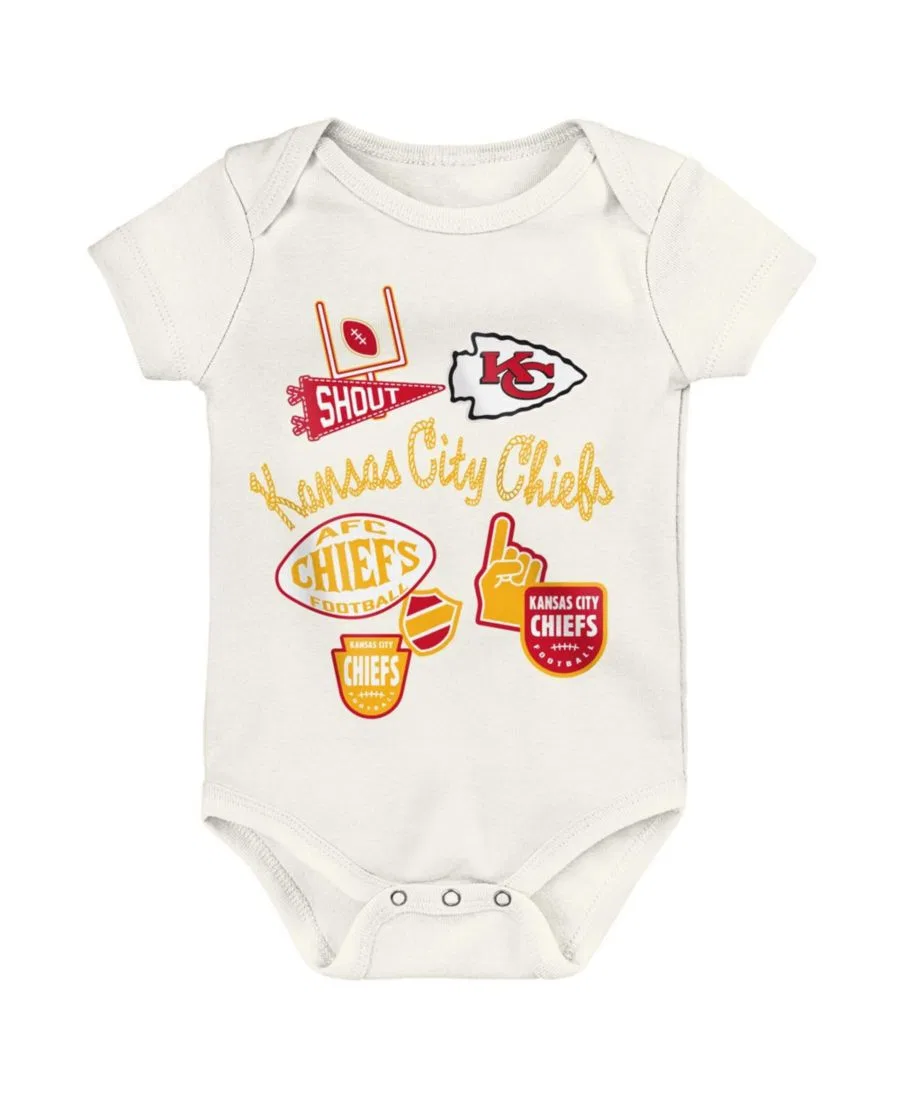 Комплект из трех боди с коротким рукавом, с принтом, Kansas City Chiefs Littlest Player Outerstuff, Yellow Red — фото 3