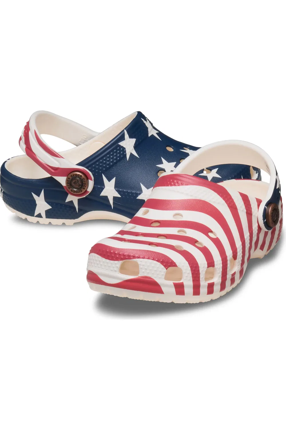 Клоги детские патриотические Classic American Flag CROCS, Chalk/Multi — фото 3