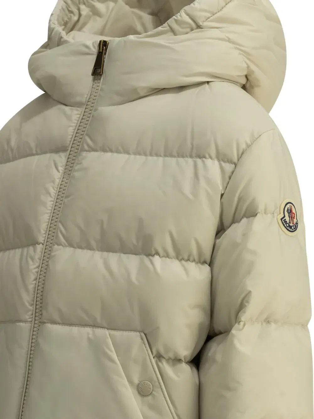 Стеганая куртка Xhante с капюшоном Moncler Enfant, бежевый — фото 4