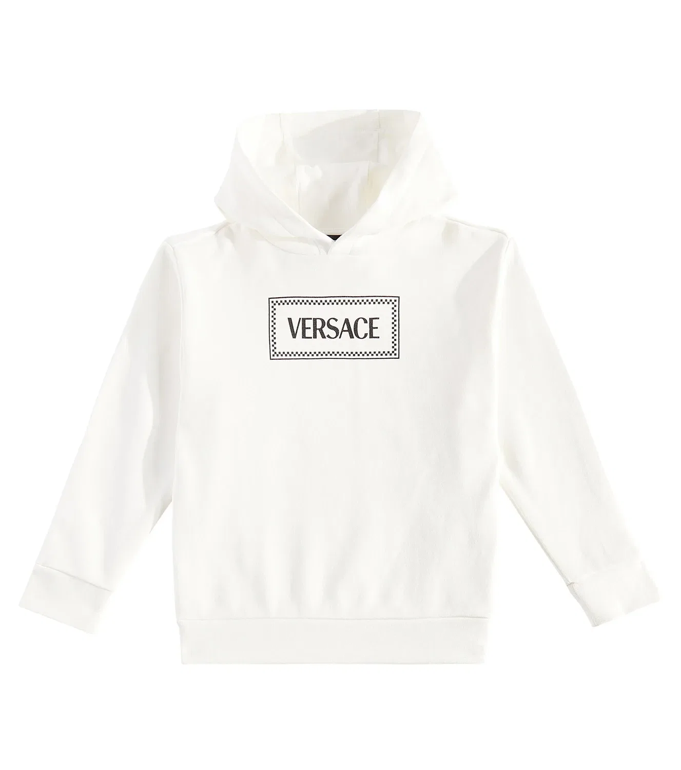 Худи из хлопкового джерси с винтажным логотипом 90-х годов Versace Kids, белый