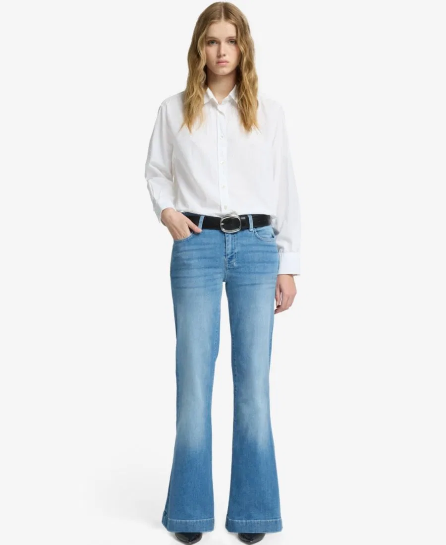 Джинсы клеш с высокой талией Dojo Tailorless Mid-Rise Flare Jeans 7 For All Mankind, Ideal — фото 2