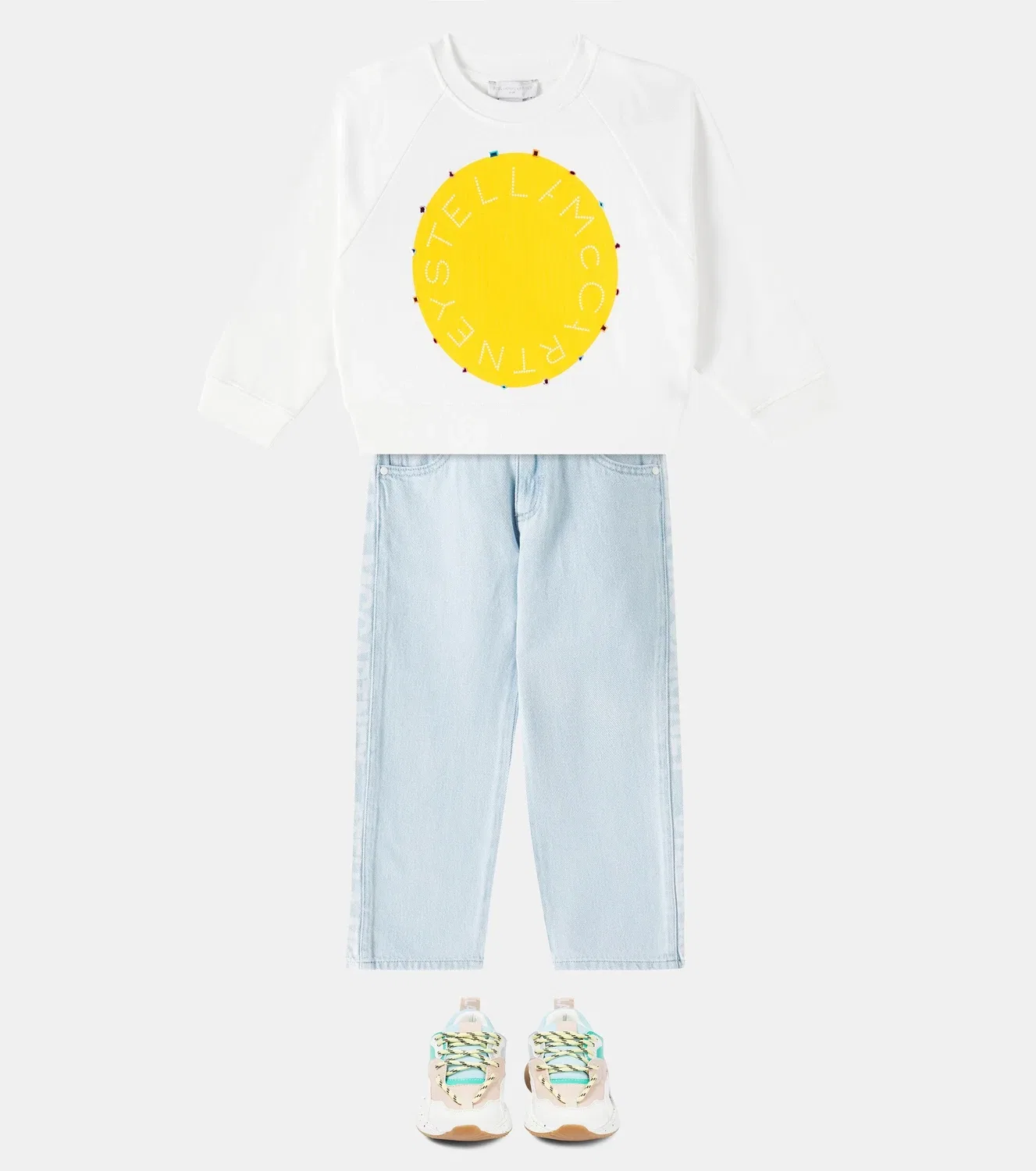 Свитер крупной вязки в косу Stella Mccartney Kids, белый — фото 2