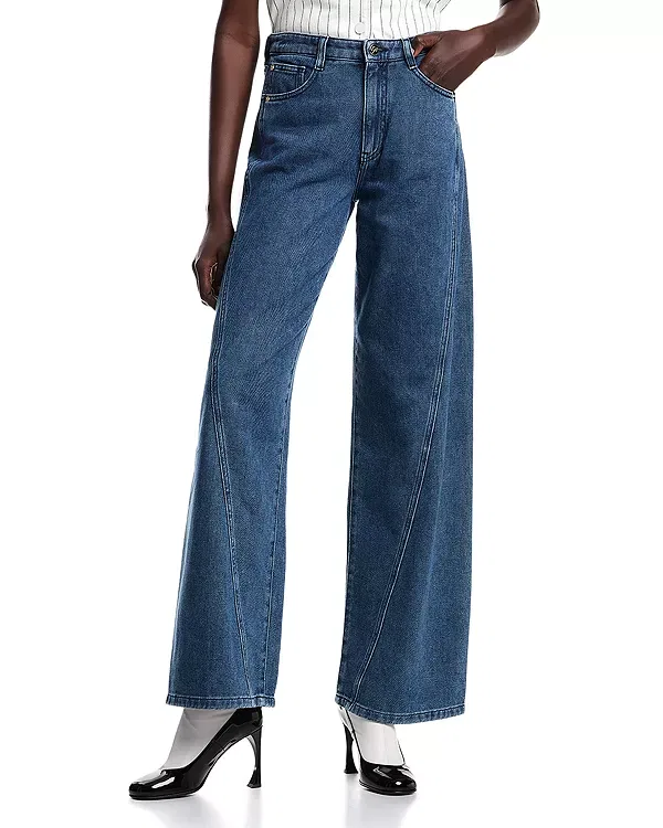 Женские джинсы с завышенной талией Emporio Armani, Blue Denim