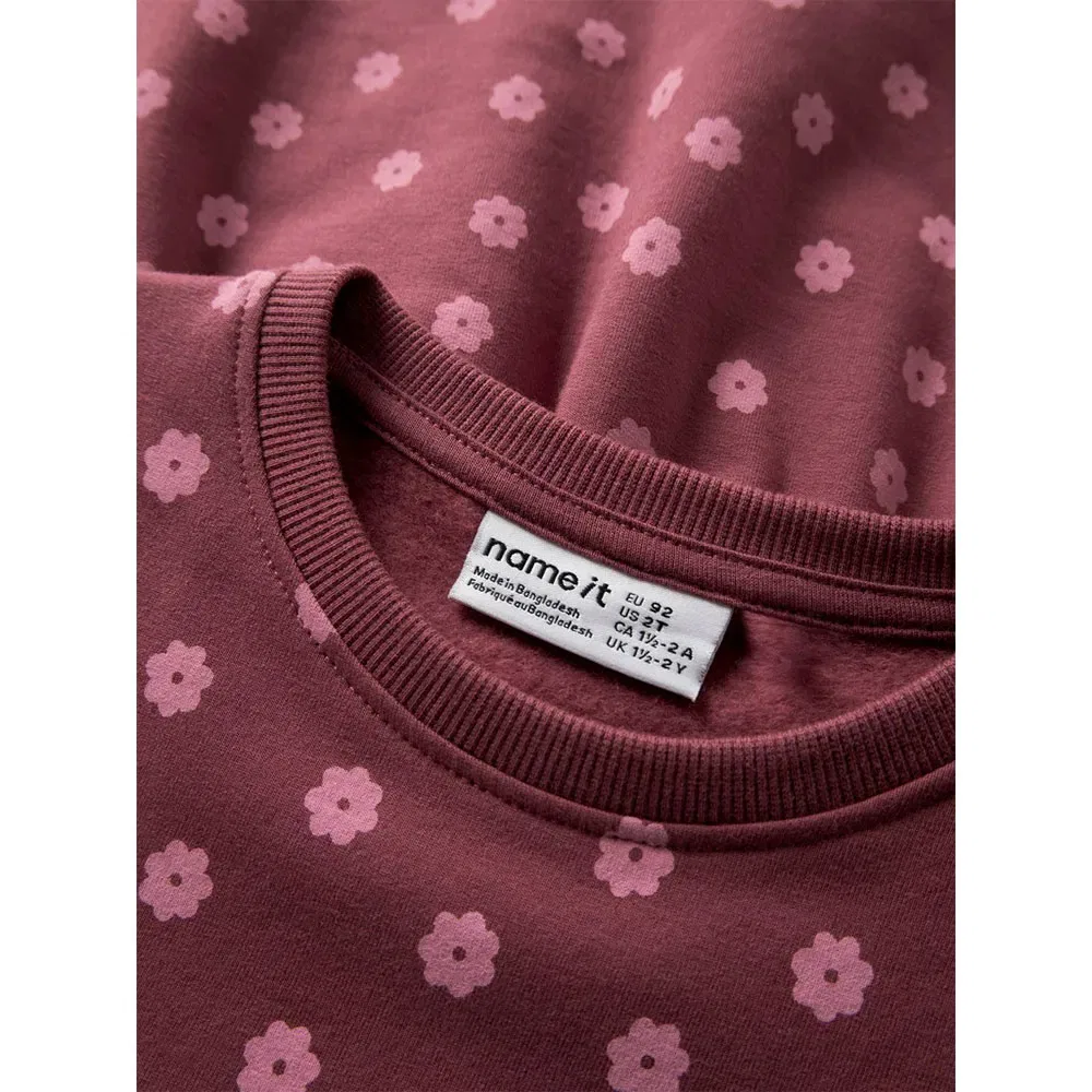 Детское платье из футера с длинным рукавом Davina Sweat Bru Name it, Pink — фото 3