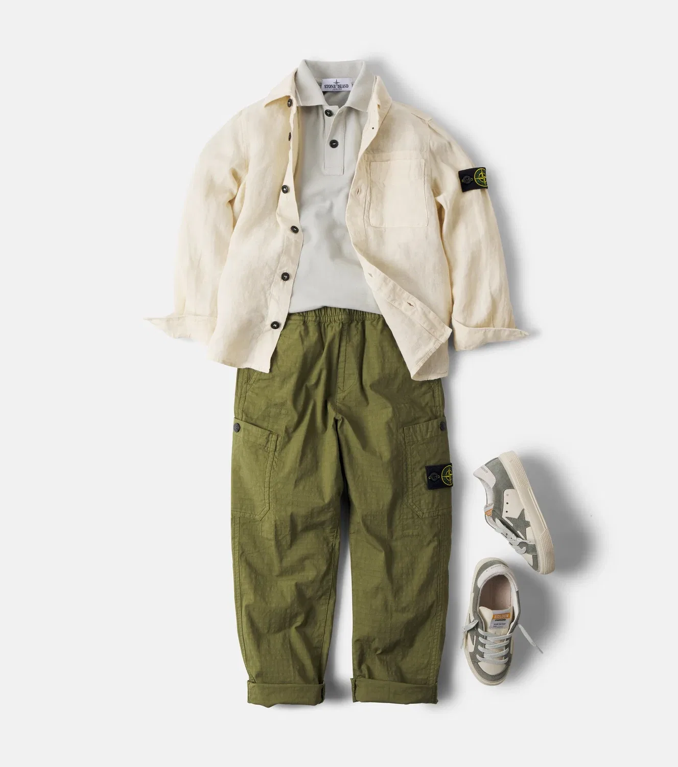 Брюки-карго с карманами Stone Island Junior, зеленый — фото 2