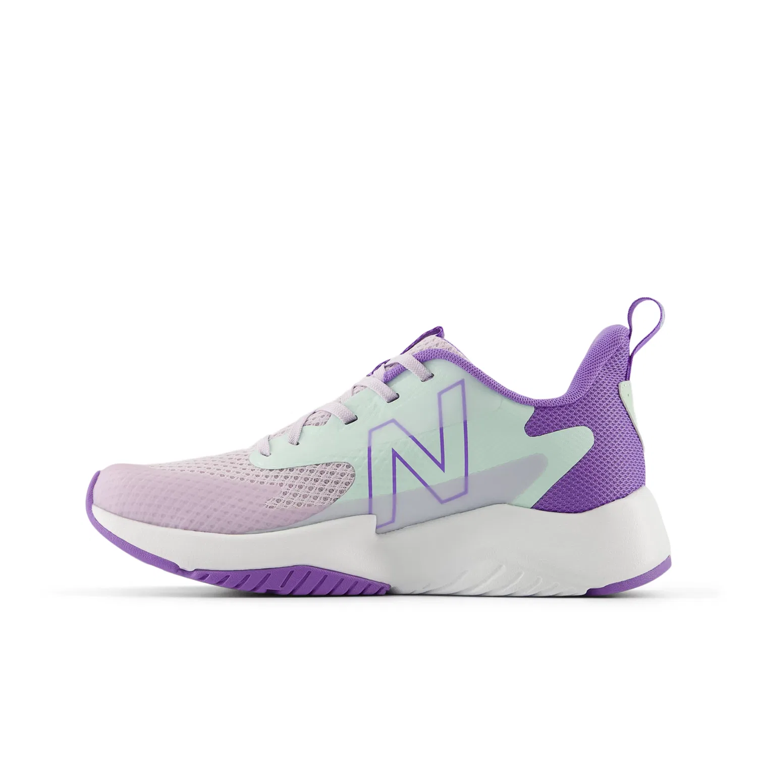 Детские кроссовки для мальчиков и девочек на шнуровке Rave Run v2 New Balance, Taro With Cosmic Jade And Violet Crush — фото 3