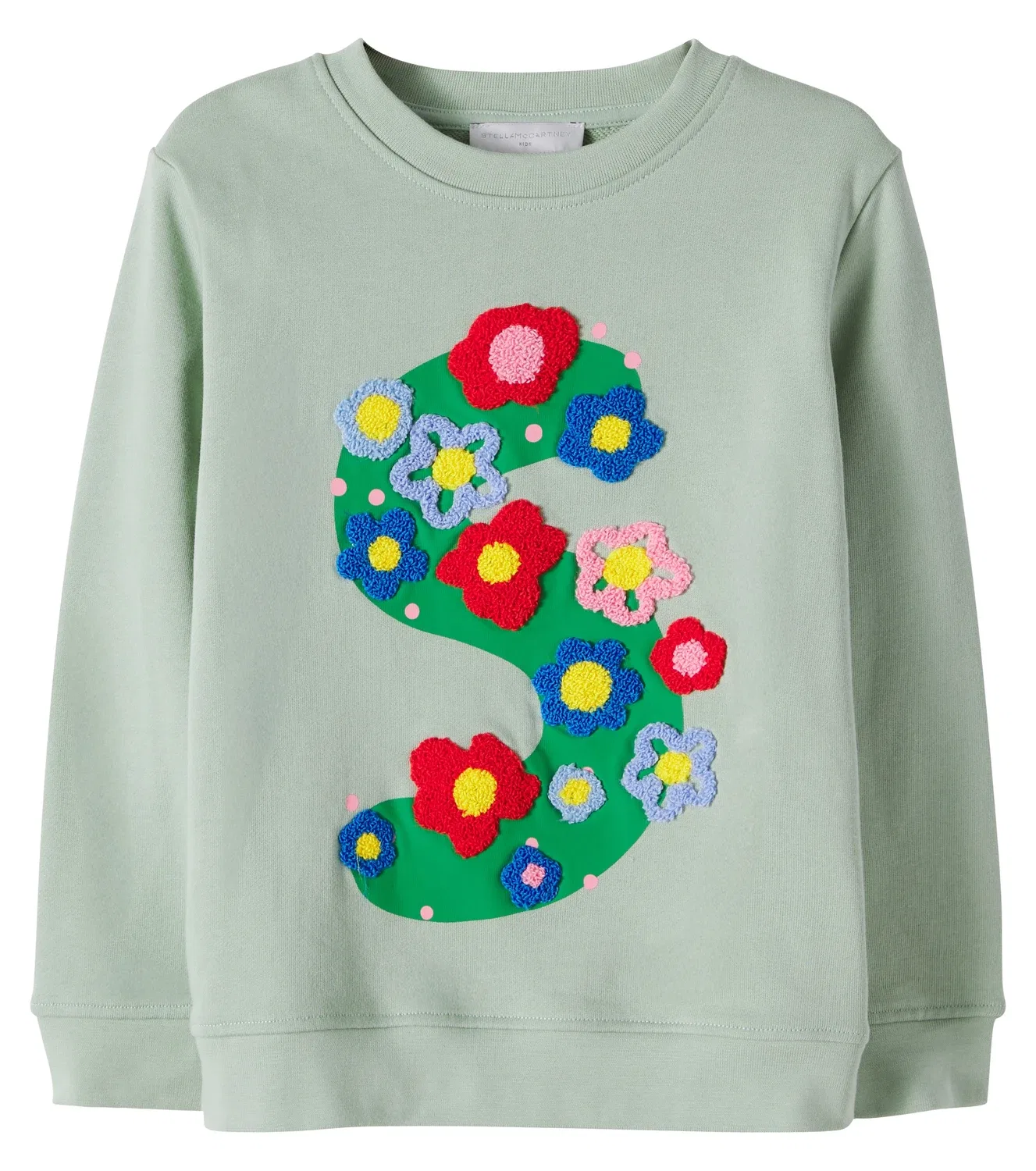 Футболка с аппликацией из хлопкового джерси Stella Mccartney Kids, зеленый