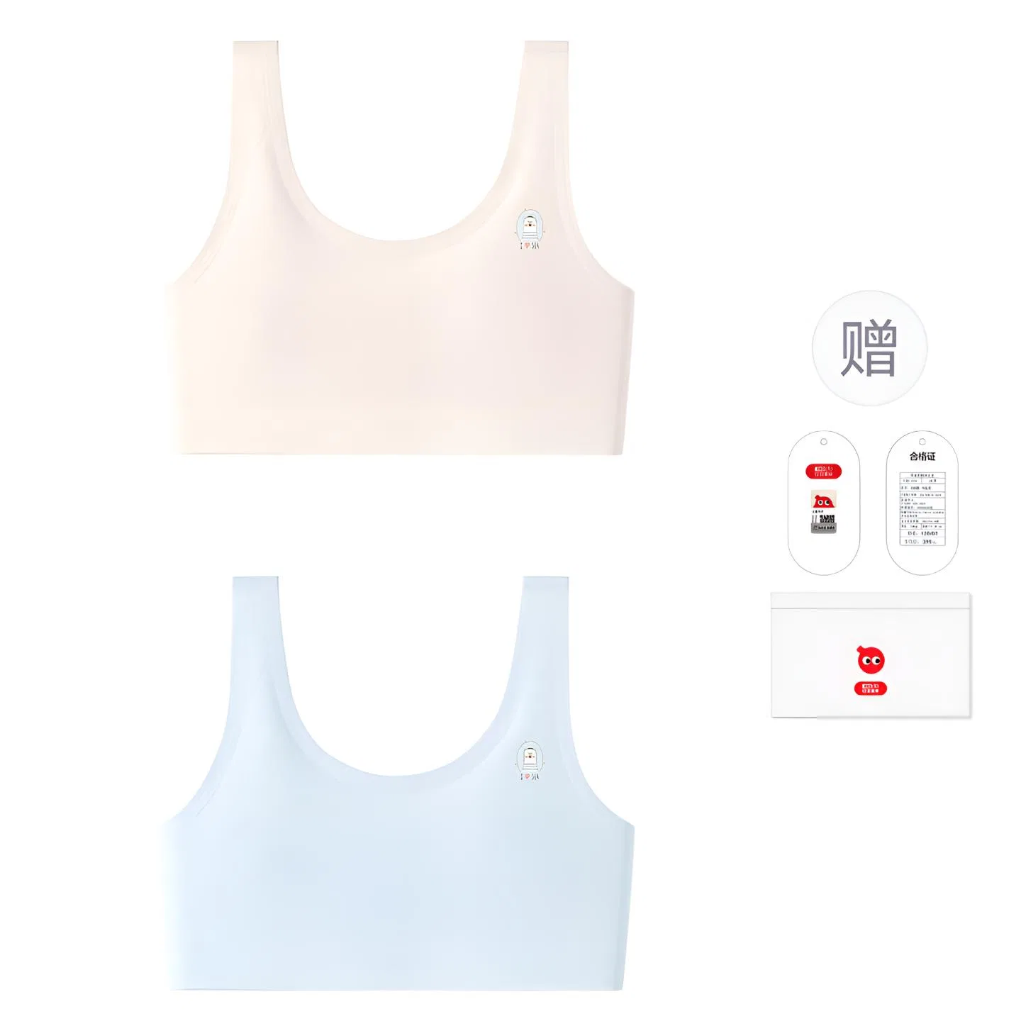 Детский бюстгальтер для девочек хлопковый Red bean, Light Apricot + Light Water Blue