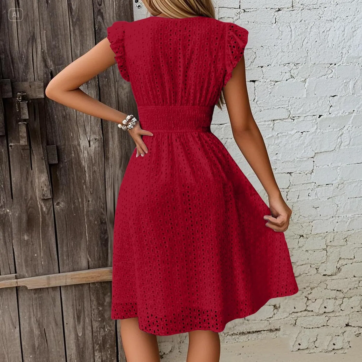Женское платье с кружевной вышивкой Sundresses for Women, Wine — фото 2