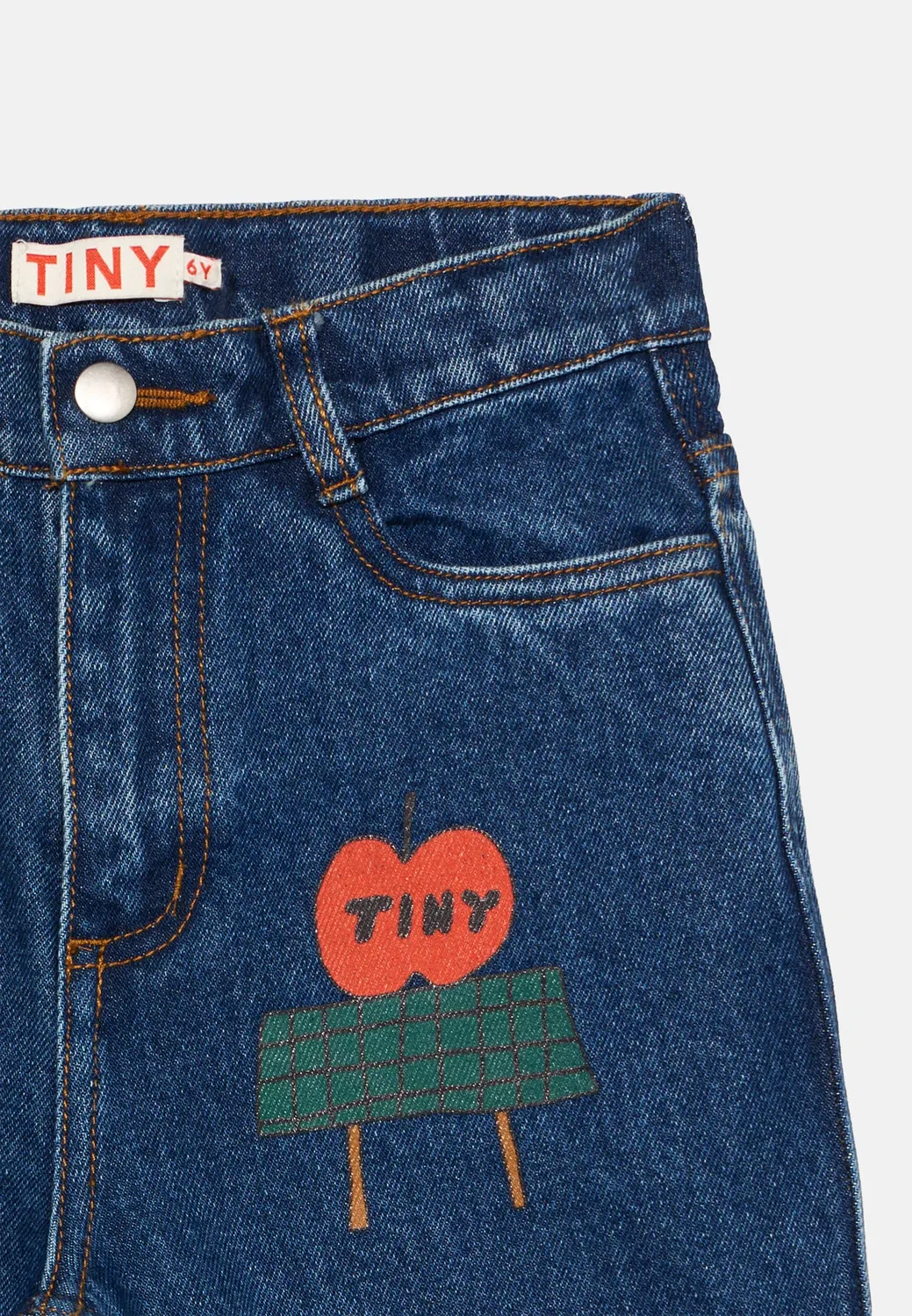 Брюки-«Маленькие яблоки» унисекс - прямые джинсы Tinycottons, Denim Medium Wash — фото 3